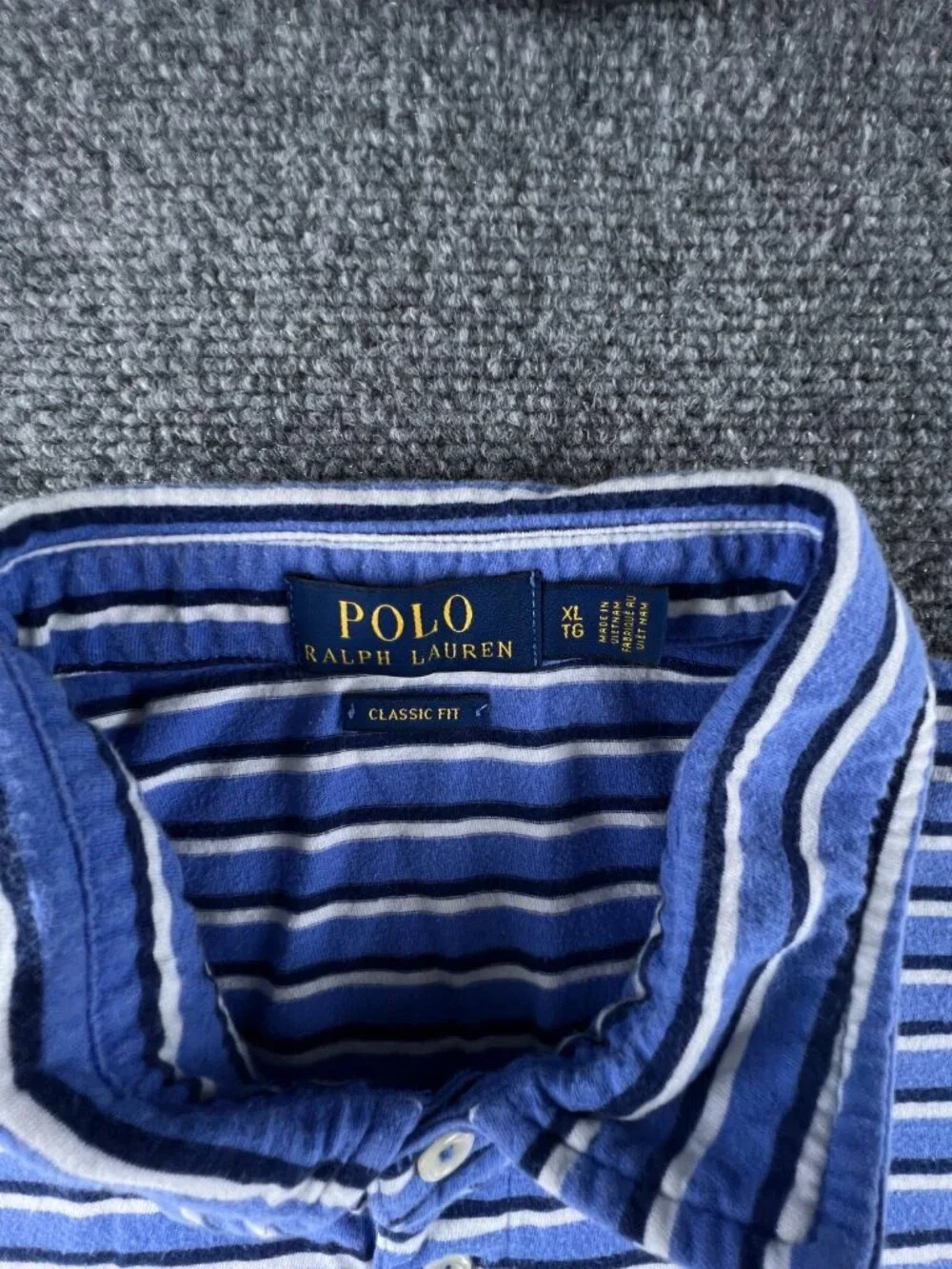 Polo Ralph Lauren Polo Shirt Short Sleeve XL Blue Striped Classic Fit Lightweigh
